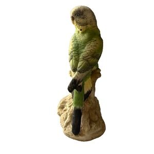 Vintage Kowa Porcelain Parakeet Figurine Budgie Bird Branch Japan Hand Painted